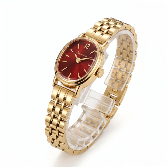 Montre Ovale Dorée Style Rétro